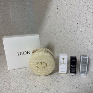 Dior Gold Glitter Jewelry Pouch 4 pc Travel Gift Set of - Limited Edition-NIB
